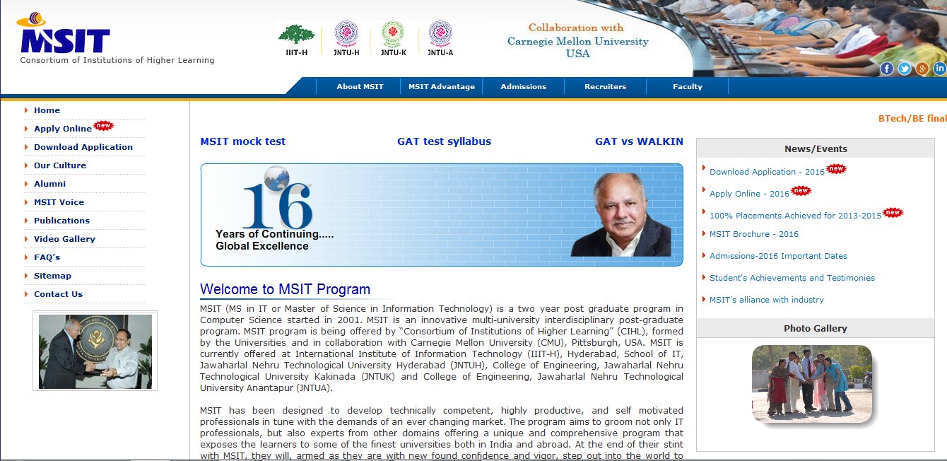 Master of Science in Information Technology (MSIT Program)